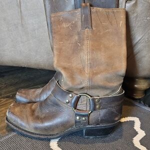 Frye Harness Dark Brown Leather Boots